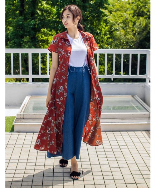 花柄シャツワンピース2wayロングガウンワンピース リエディ Re Edit Magaseek