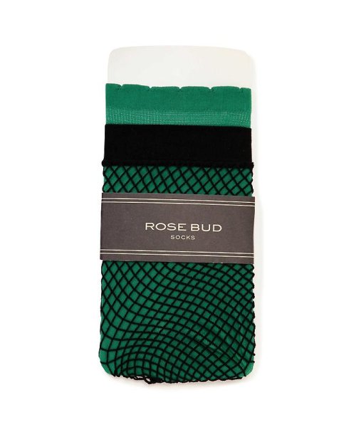 ROSE BUD(ローズバッド)/3wayカラー×編み靴下/グリーン1