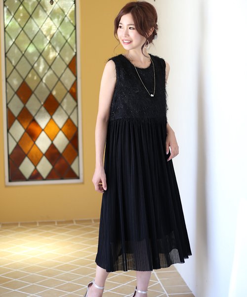 結婚式 パーティードレス ロングフィートプリーツワンピース ブージュルード Bou Jeloud Magaseek