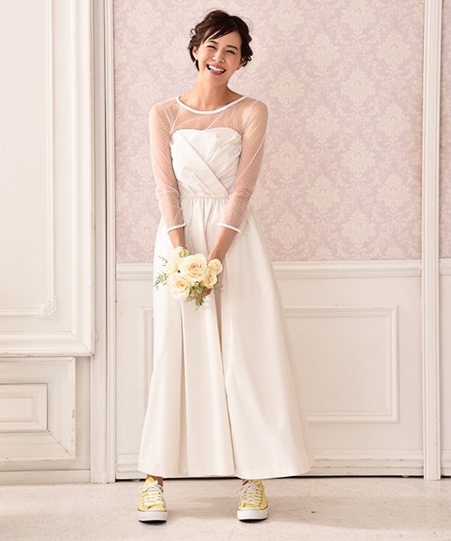 Kaene ドットチュールインナー付き カシュクール風ロングウェディングドレス フォルムフォルマ Form Forma Magaseek