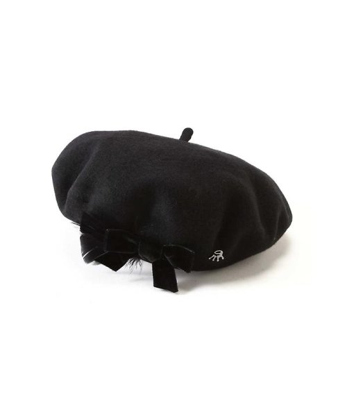 ROSE BUD(ローズバッド)/リボン付きベレー帽/BLACK1