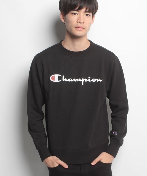 JEANS MATE(ジーンズメイト)/【CHAMPION】ロゴプリント裏毛クルースウェット/ブラック