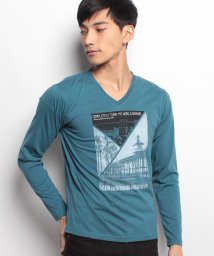 JEANS MATE(ジーンズメイト)/【BLUE　STANDARD】プリントロングスリーブTシャツ/ターコイズブルーC