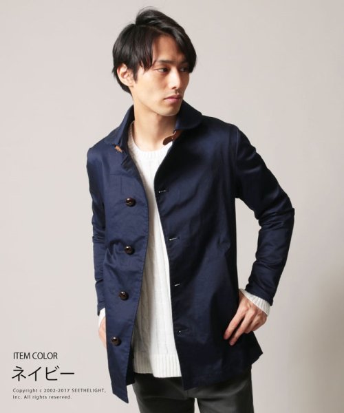 メンズ コート メンズファッション 秋 春 ストレッチ サテン ツイル ショールカラー コート Spu スプ ミドル丈 ザ カジュアル The Casual Magaseek