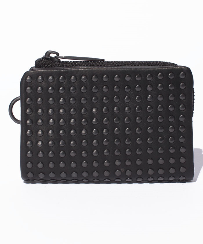Leather micro wallet 'all‐studs' 2(500568779) | パトリック