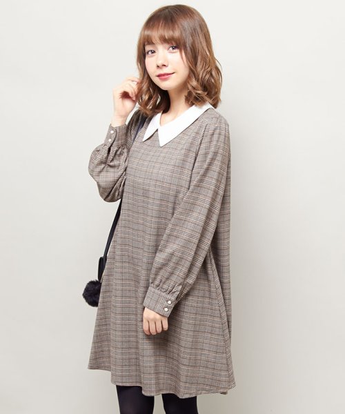 セール Cancam12月号掲載 11 10s 衿付グレンチェックフレア ワンピース イング Ingni Magaseek