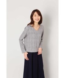 NATURAL BEAUTY BASIC(ナチュラルビューティーベーシック)/グレンチェックジャガードカットソー/グレー×オフ1