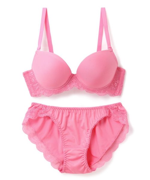 fran de lingerie(フランデランジェリー)/Nudy PushUP －smooth－ ヌーディープッシュアップスムース ブラ＆ショーツセット B65－G75カップ/ピンク