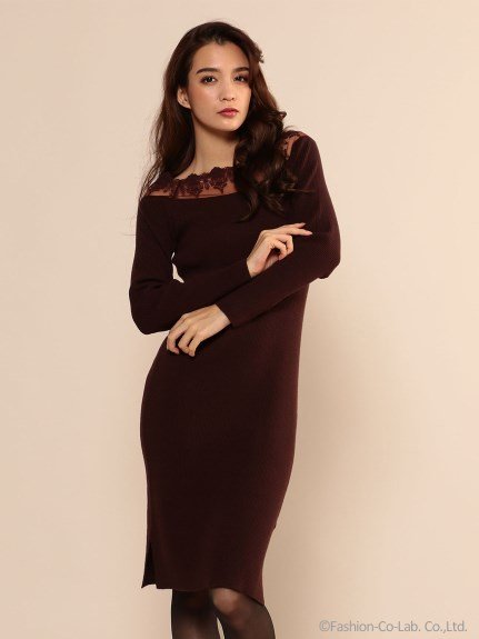 クーポン セール 12 Off スカラレースタイトニットワンピース ロイヤルパーティー Royal Party Magaseek