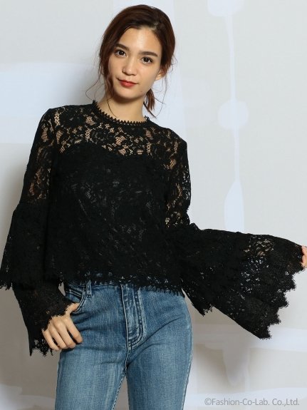 セール Tvドラマ着用 ラッフル袖レースブラウス ロイヤルパーティー Royal Party Magaseek