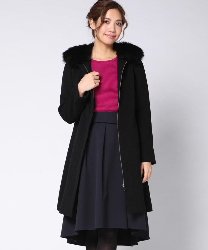 セール 襟ファー付きれいめコート クイーンズコート Queens Court Magaseek
