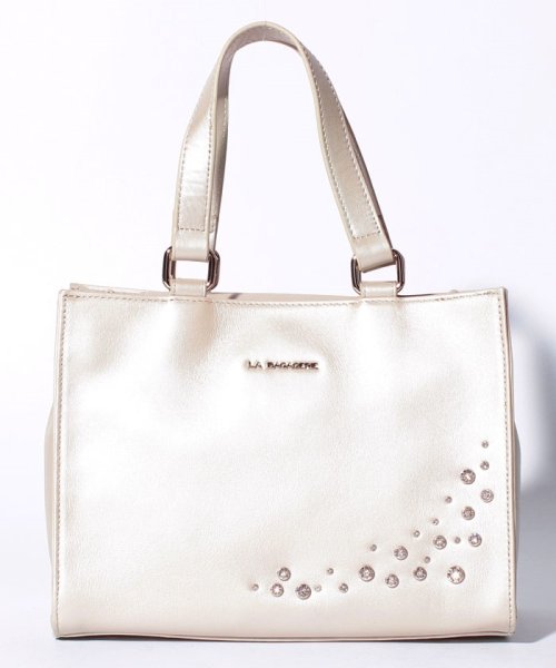 セール スワロフスキー付き レザー スクエアトートバッグ ラ バガジェリー La Bagagerie Magaseek