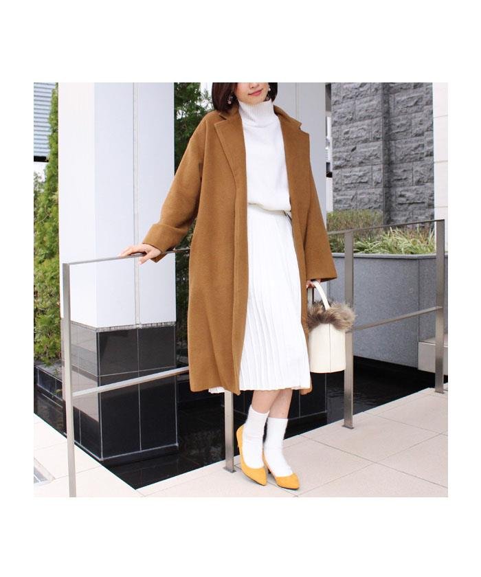 ベルト付きロングウールコート モードローブ Mode Robe Magaseek ベルト付きロングウールコート モードローブ Mode Robe Magaseek