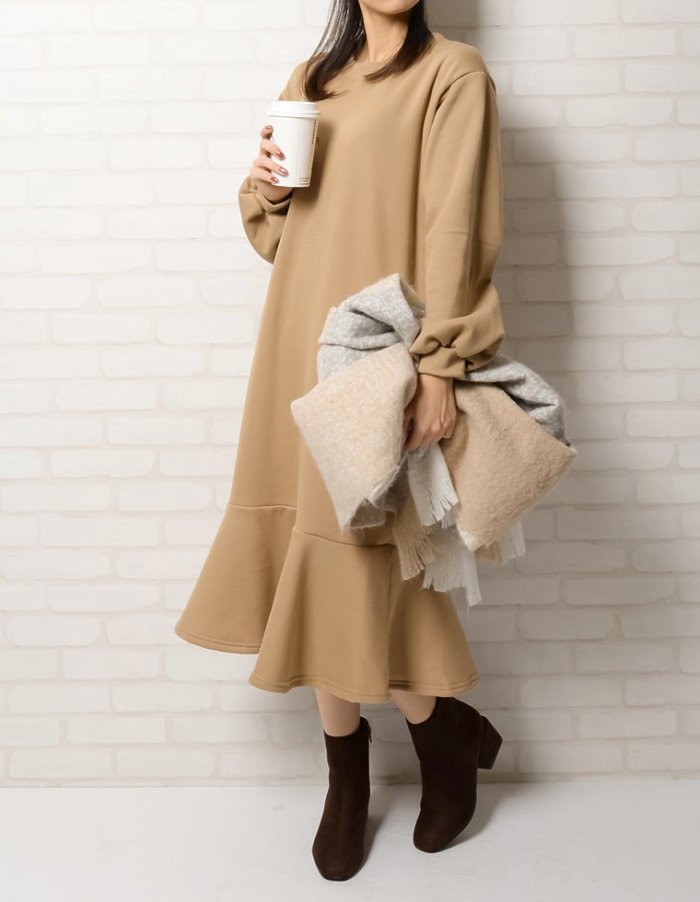 裏起毛裾切り替え裏起毛ワンピース リエディ Re Edit Magaseek
