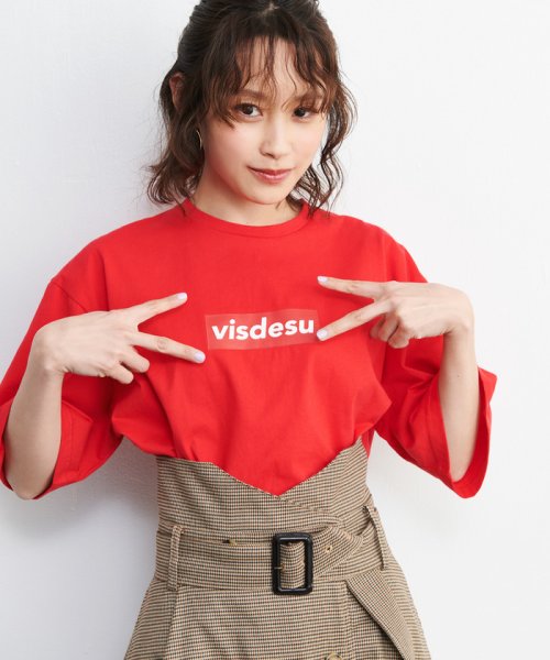 VIS(ビス)/【ViS×高橋愛】visdesuロゴTシャツ/レッド（60）