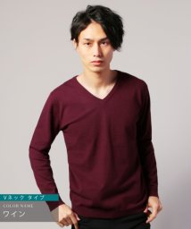 THE CASUAL(ザ　カジュアル)/(バイヤーズセレクト) Buyer's Select  360°ストレッチ 長袖 クルーネック Vネック ニット セーター/ワイン系1