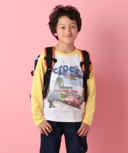 crocs(KIDS WEAR)(クロックス（キッズウェア）)/CROCSプリント長袖Tシャツ/イエロー