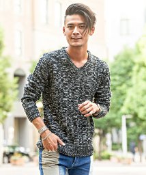 VICCI(ビッチ)/VICCI【ビッチ】ケーブル編みVネック長袖ニットソー/ブラック系2