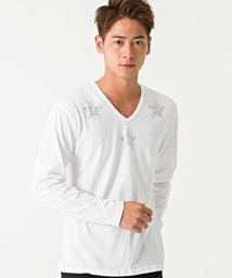 CavariA(キャバリア)/CavariA【キャバリア】ラインストーン付きVネック長袖Tシャツ/ホワイト