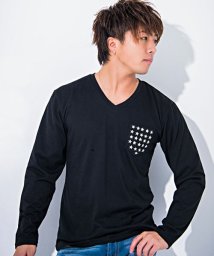 CavariA(キャバリア)/CavariA【キャバリア】星スタッズ付きVネック長袖Tシャツ/ブラック系1