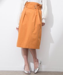 VIS(ビス)/綿ツイルベルト付ハイウエストスカート/オレンジ（70）