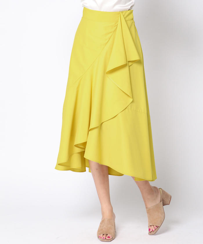 セール】ラッフルデザインカラーフレアスカート(500799532