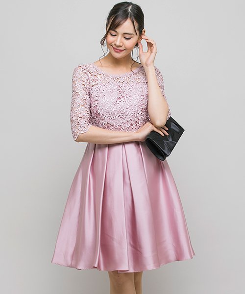 雑誌掲載 結婚式 お呼ばれ対応 サッシュベルト付き タックフレアワンピース フォルムフォルマ Form Forma Magaseek