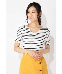 NATURAL BEAUTY BASIC(ナチュラルビューティーベーシック)/〈ウォッシャブル〉アーリーサマーコットンベーシック/オフ×ネイビーボーダー2