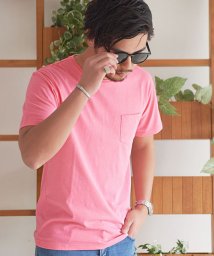 CavariA/CavariA ポケット付きクルーネック半袖Tシャツ メンズ 半袖 無地 Vネック シンプル ポケット ホワイト ブラック オレンジ 蛍光 ネオン 夏 トップス/500853019