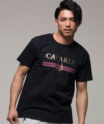 CavariA(キャバリア)/CavariA【キャバリア】ロゴ箔プリントクルーネック半袖Tシャツ/ブラック