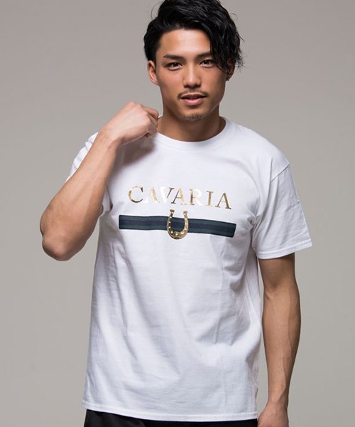 CavariA(キャバリア)/CavariA【キャバリア】ロゴ箔プリントクルーネック半袖Tシャツ/ホワイト