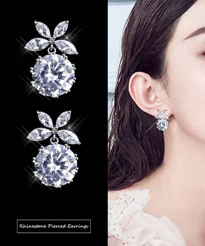 クーポン ラインストーン 大粒 ピアス 大ぶり 花モチーフ キラキラピアス プレゼント ギフト ミニミニストア Miniministore Magaseek