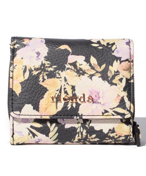 rienda(BAG)(リエンダ（バッグ）)/【rienda】VINTAGE　ROSE　FLOWER　PRINT　三つ折り財布/BK