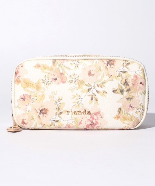 rienda(BAG)(リエンダ（バッグ）)/【rienda】VINTAGE　ROSE　FLOWER　PRINT　W　ZIPポーチ/BE