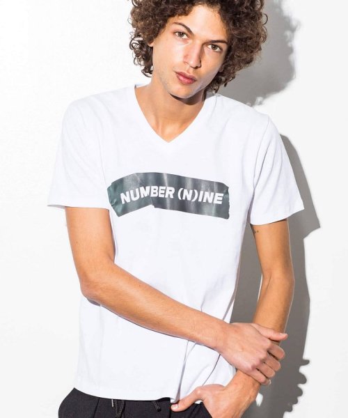 NUMBERNINE DENIM(NUMBERNINE DENIM)/NUMBER (N)INE DENIM(ナンバーナインデニム) テープロゴプリントTシャツ/ホワイト