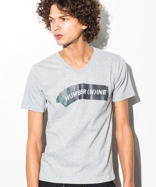 NUMBERNINE DENIM(NUMBERNINE DENIM)/NUMBER (N)INE DENIM(ナンバーナインデニム) テープロゴプリントTシャツ/グレー