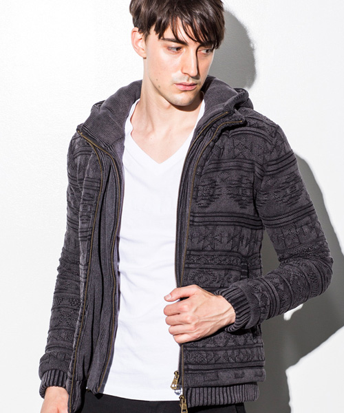オルテガ柄ニットブルゾン(500903351)|HANKYU MEN'S / 阪急メンズ オルテガ柄ニットブルゾン(500903351)|HANKYU MEN'S / 阪急メンズ