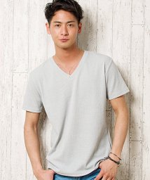 CavariA(キャバリア)/CavariA【キャバリア】スモールテレコVネック半袖Tシャツ/グレー