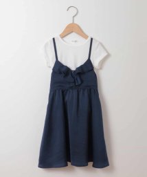 a.v.v(KID'S)(アー・ヴェ・ヴェキッズ)/[100－130]フロントフリルカットソーセットワンピース[WEB限定サイズ]/ネイビー