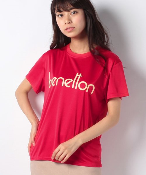 BENETTON (women)(ベネトン（レディース）)/ベネトンBIG半袖ラッシュTシャツ・ラッシュガード(UV加工UPF50＋)/レッド