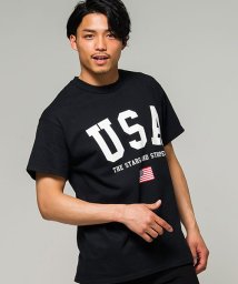 CavariA(キャバリア)/CavariA【キャバリア】USAロゴプリントクルーネック半袖Tシャツ/ブラック