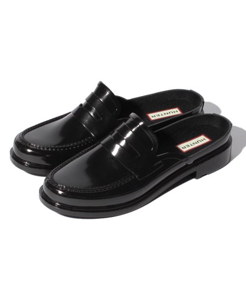 HUNTER(ハンター)/BACKLESS　GLOSS　PENNY　LOAFER/ブラック