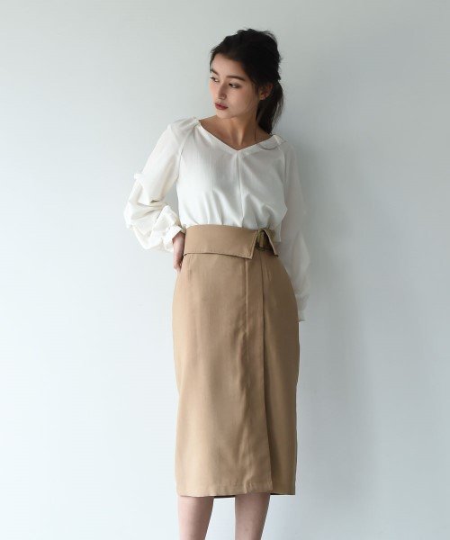 marjour(マージュール)/WRAP SKIRT/ベージュ