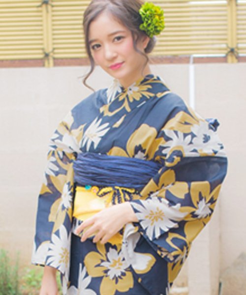 1人で簡単着付けdita浴衣セット レディース Dita浴衣セット ゆかた しわ兵児帯 下駄 着付け本 腰ひも はんなり高級浴衣5点セット ディータ Dita Magaseek