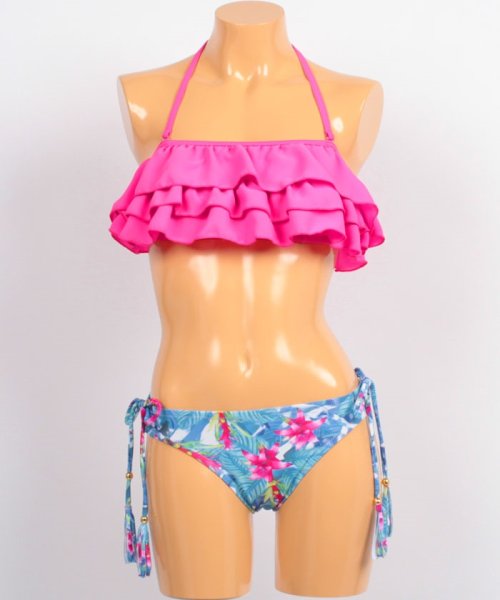 VacaSta Swimwear(バケスタ　スイムウェア（レディース）)/【BENETTON】ボタニカルフリルビキニ/ピンク