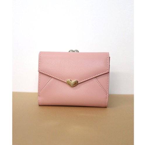 牛革 シンプルハートチャーム二つ折り財布 ウォレット ニノン Ninon Magaseek
