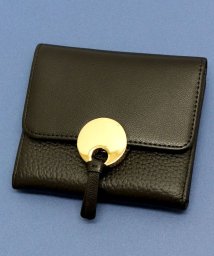 ninon(ニノン)/【牛革】サークルプレート二つ折り財布/ウォレット/ブラック
