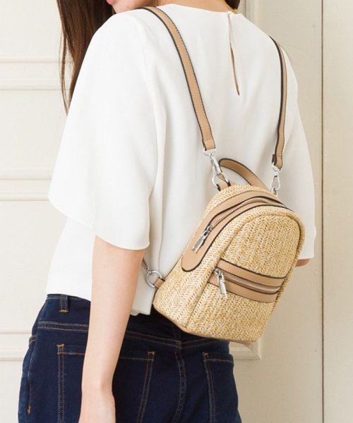 2WAY】ナチュラルリュックサック/サコッシュバッグ(500982377) ニノン(ninon) MAGASEEK ninoリュック ショルダーバッグ グレー ドット サコッシュ