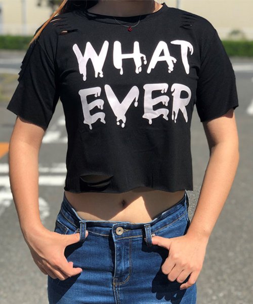 へそ出し トップス レディース 半袖 ロゴtシャツ ダメージ Tシャツ ショート丈 ミニミニストア Miniministore Magaseek