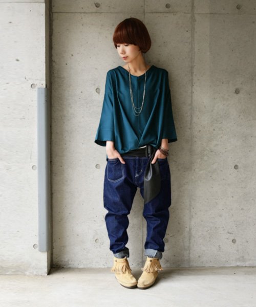 クーポン セール 10 Off ステッチポケットゆるまたデニムサルエルパンツ アンドイット And It Magaseek